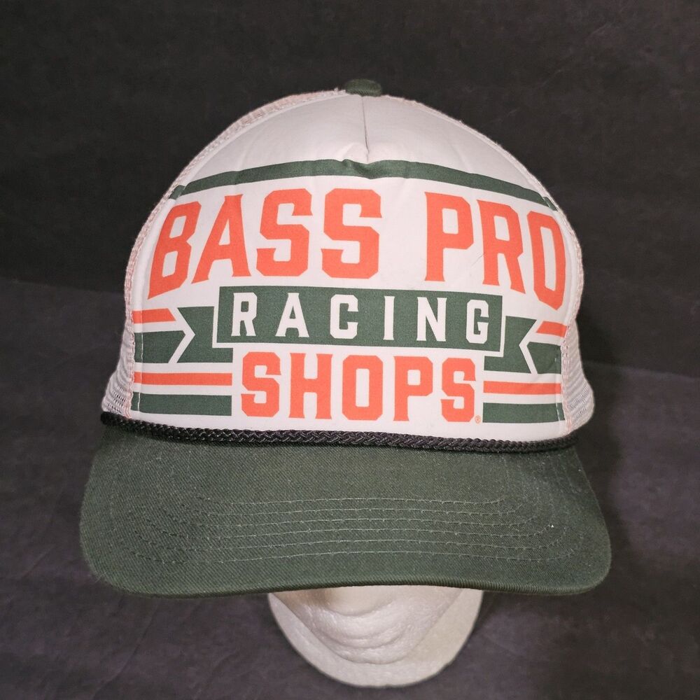 Bass Pro Shops Snapback Racing Hat/Cap White and Green